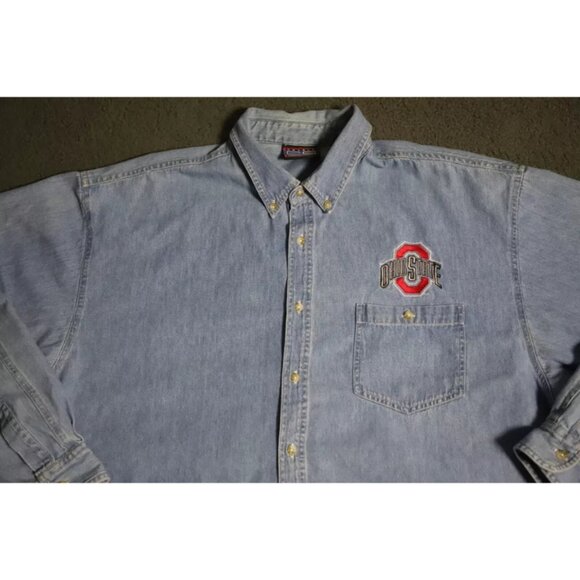 VTG Crable Sportswear ButtonUp Shirt Men XXL Blue Ohio State Buckeyes Embroidery - Picture 2 of 10